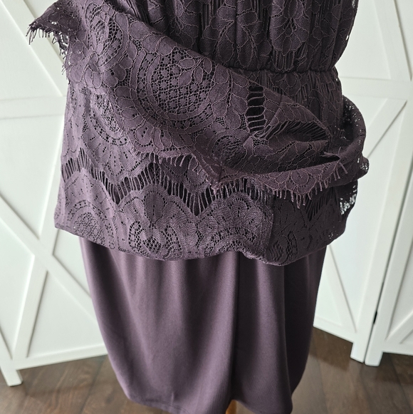Exhilaration (NWT) Strappy Plum Color Midi Lace Dress - Picture 8 of 10